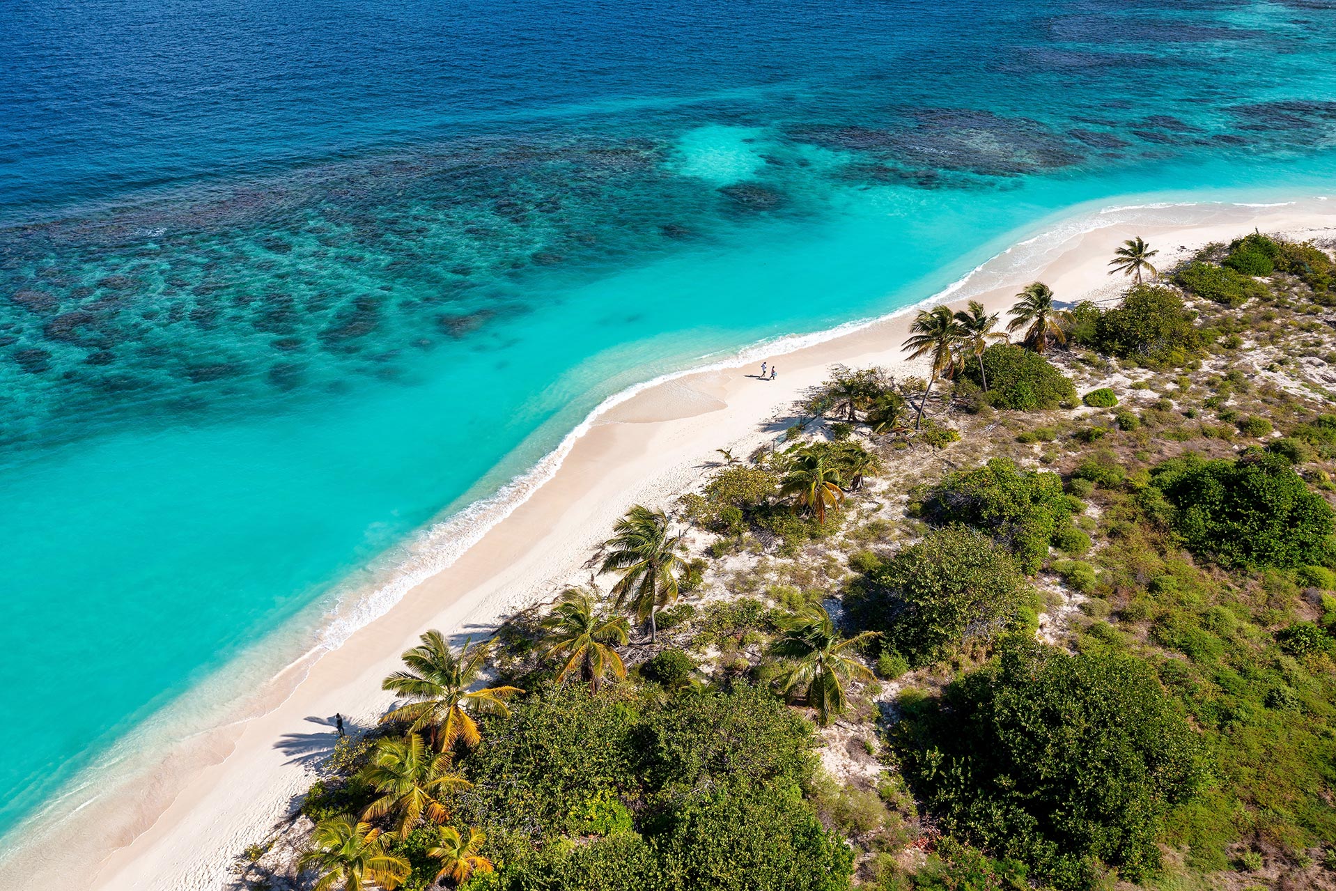 Aerial of a beach in Anguilla Bay